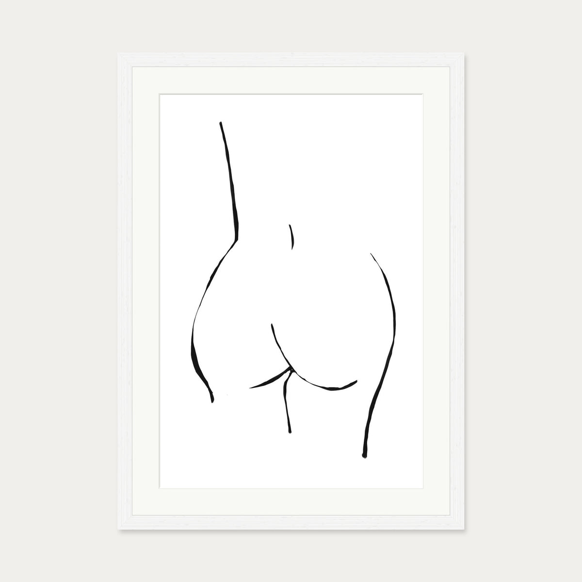 Line Drawing Nude Art Print — 50 x 70 cm — White Frame