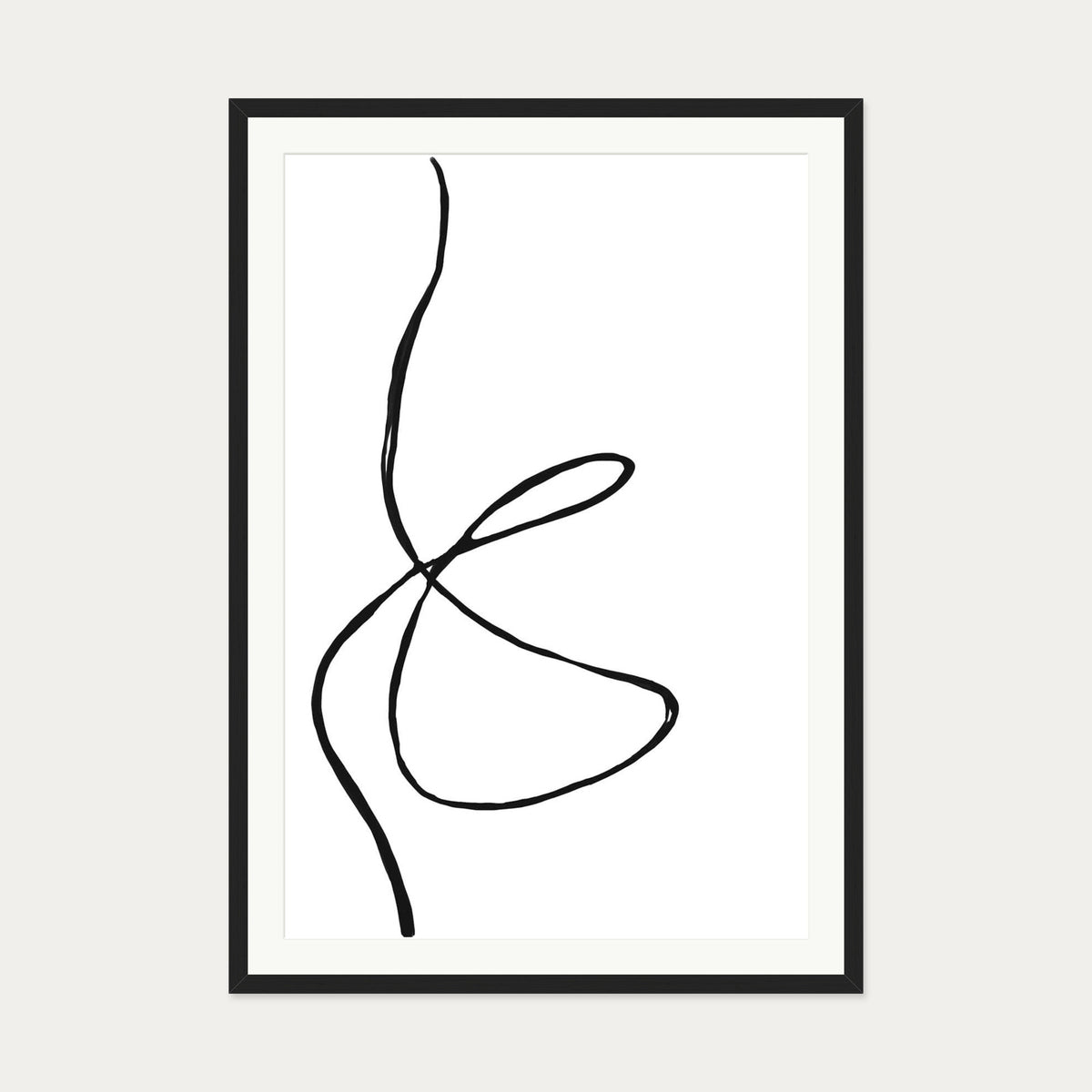 Modern Line Drawing Art Print — 70 x 100 cm — Black Frame