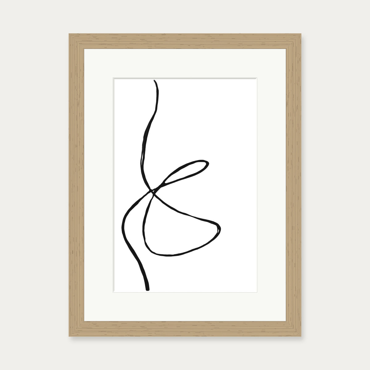 Modern Line Drawing Art Print — 30 x 40 cm — Oak Frame