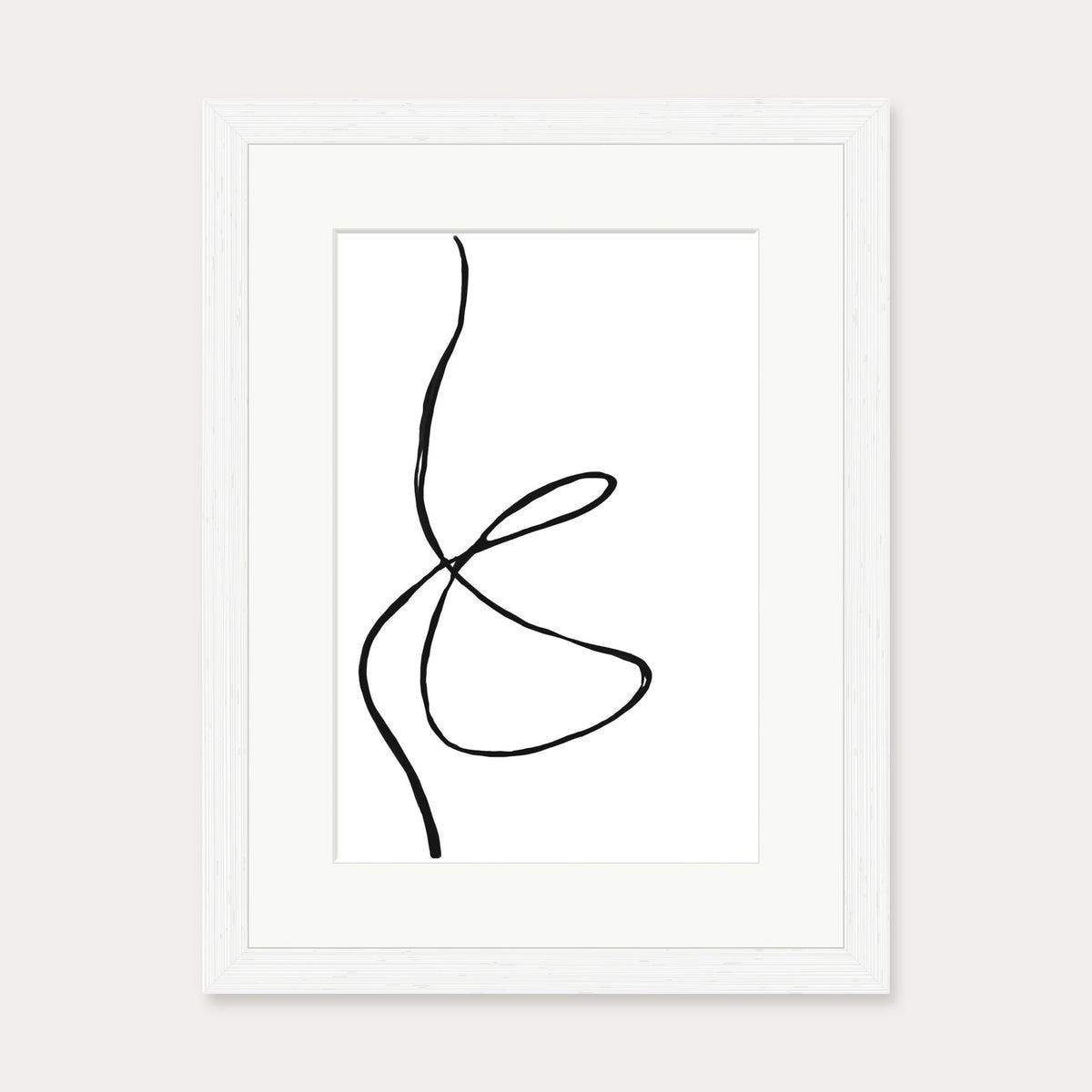 Modern Line Drawing Art Print — 30 x 40 cm — White Frame