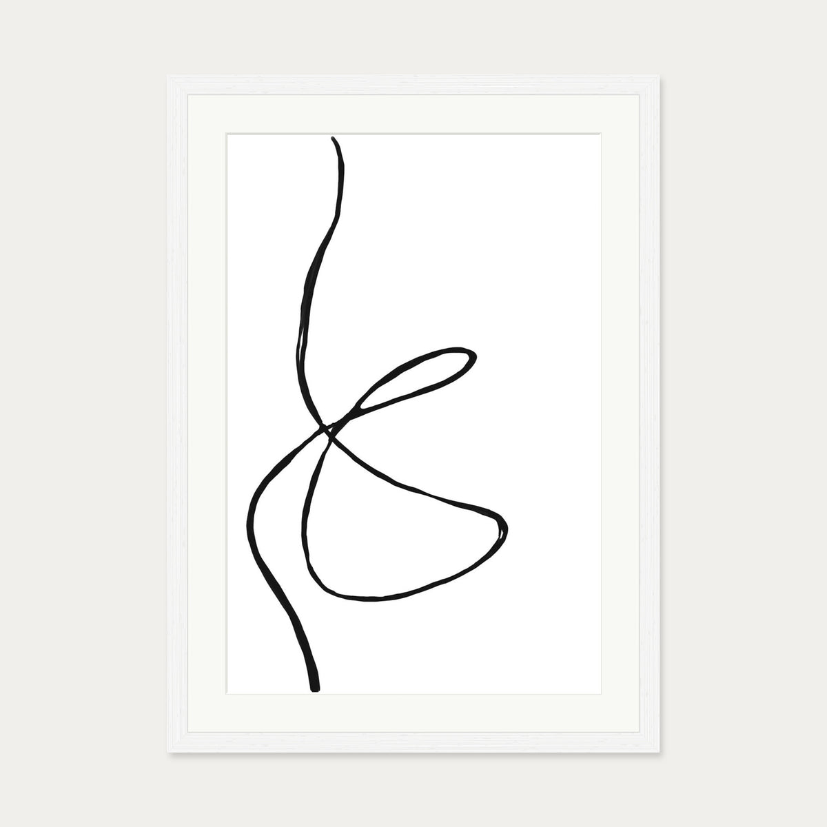 Modern Line Drawing Art Print — 50 x 70 cm — White Frame