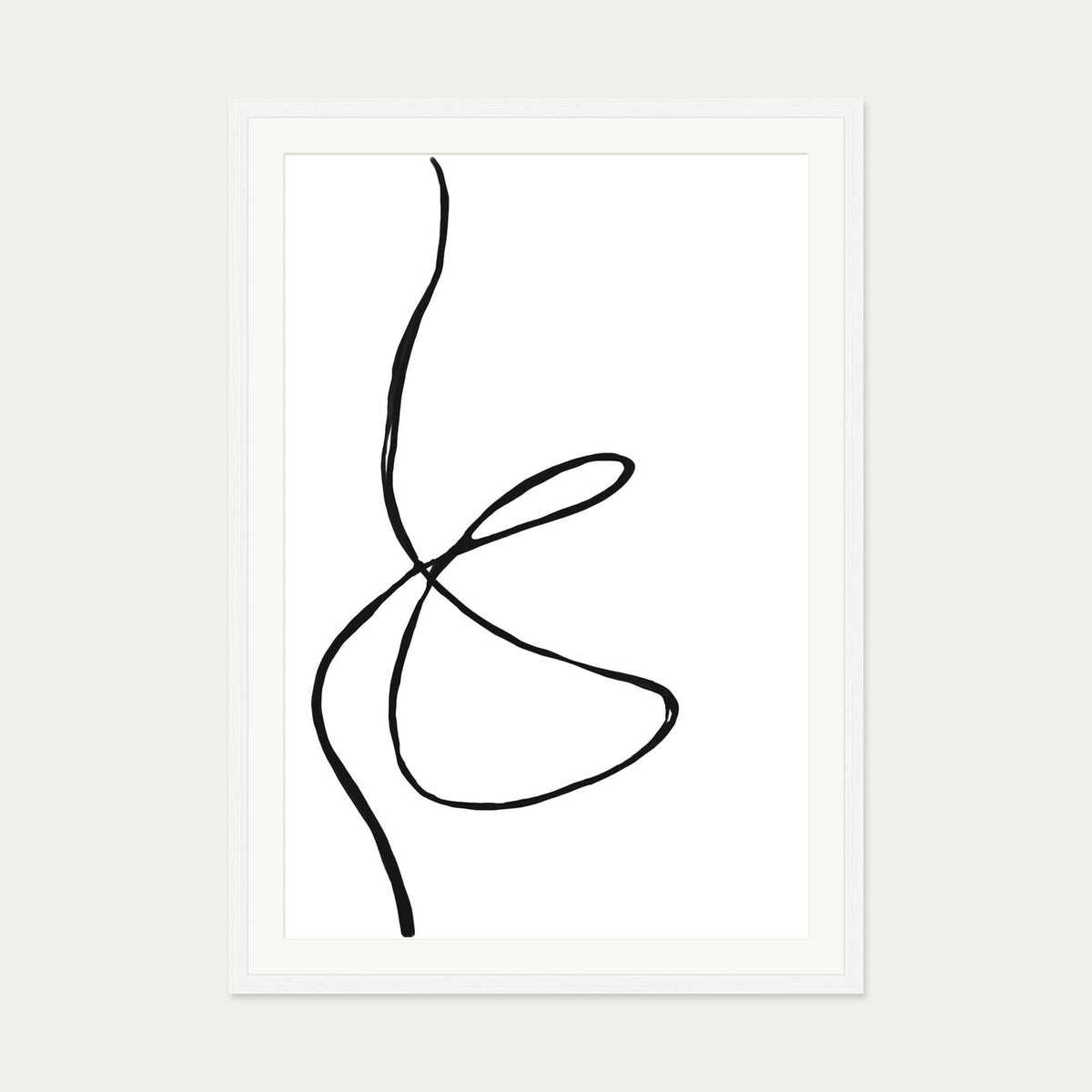 Modern Line Drawing Art Print — 70 x 100 cm — White Frame