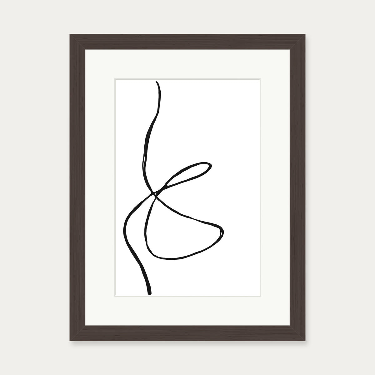 Modern Line Drawing Art Print — 30 x 40 cm — Brown Frame