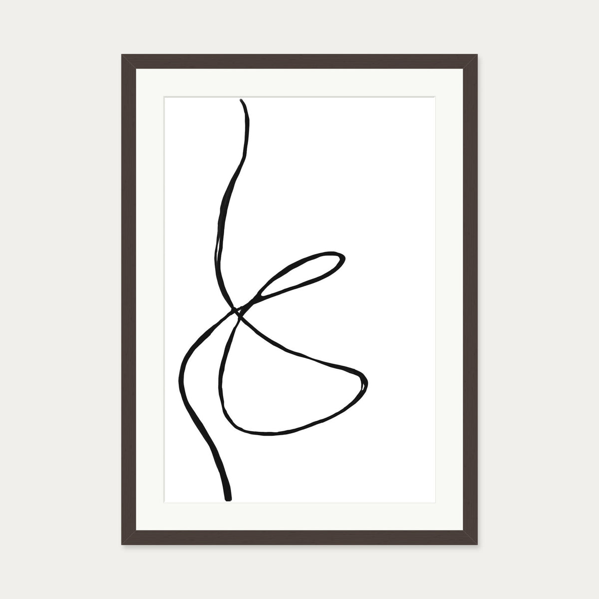Modern Line Drawing Art Print — 50 x 70 cm — Brown Frame