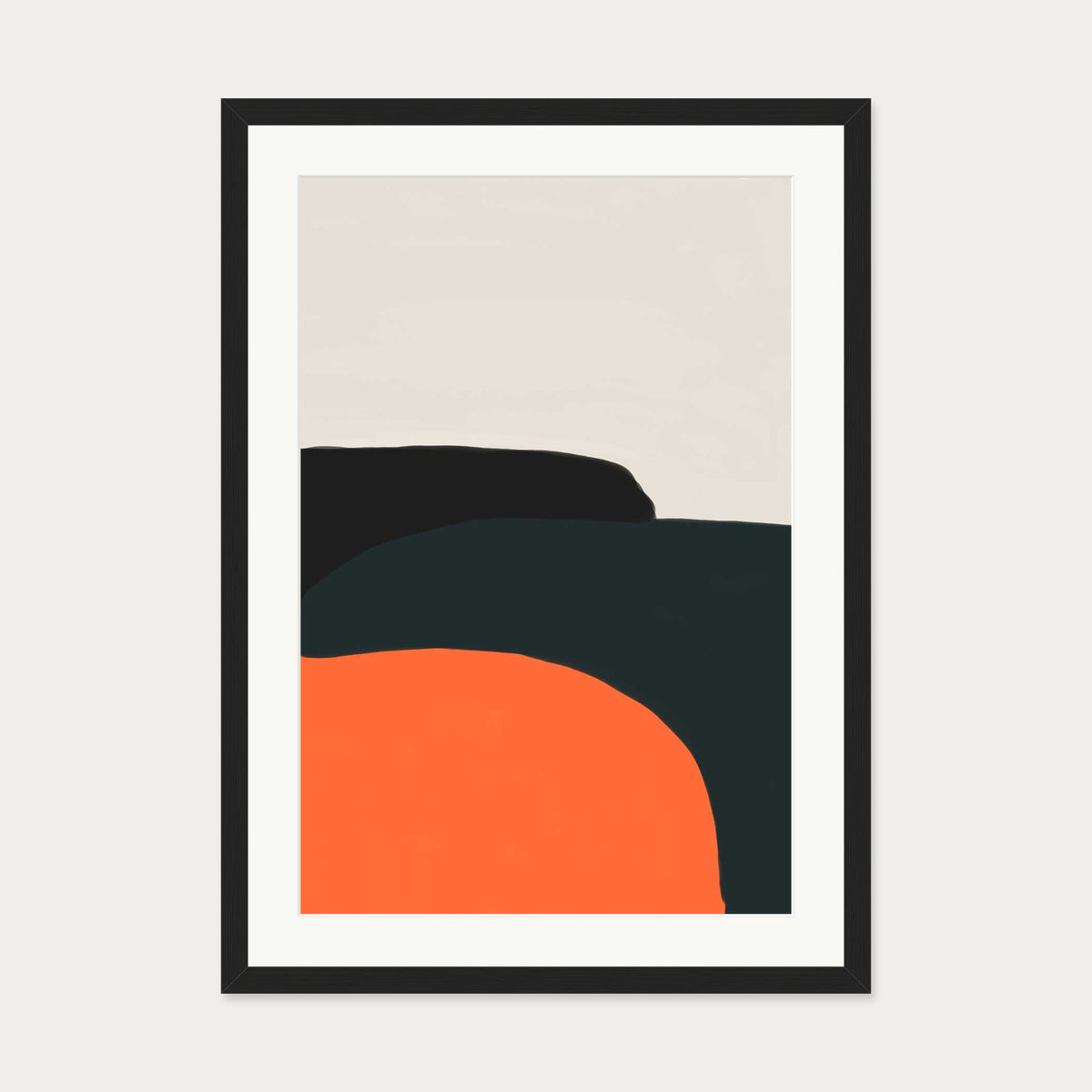 Orange And Grey Art Print — 50 x 70 cm — Black Frame