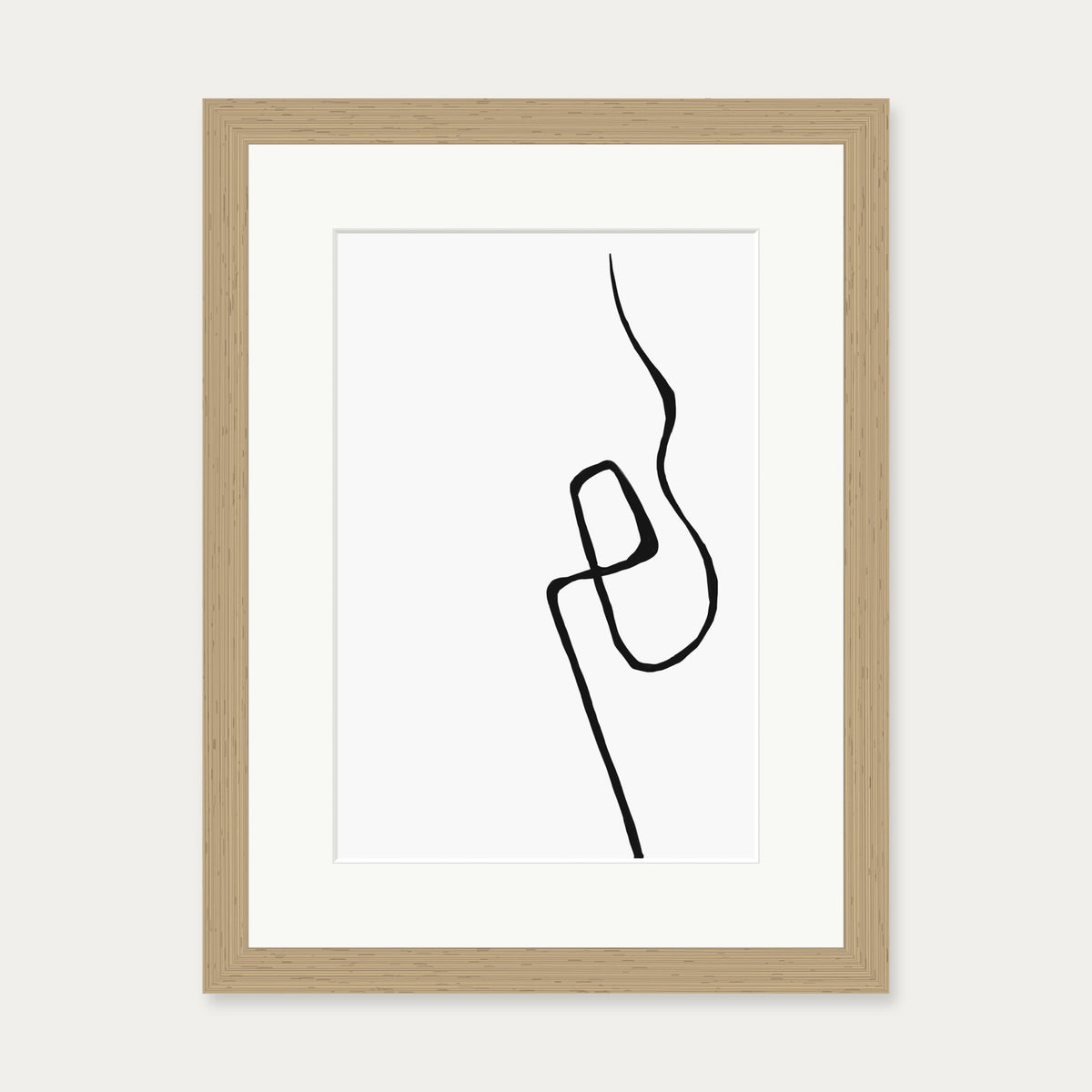 Modern Line Drawing 2 Art Print — 30 x 40 cm — Oak Frame