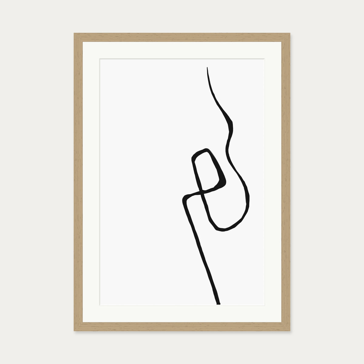 Modern Line Drawing 2 Art Print — 50 x 70 cm — Oak Frame