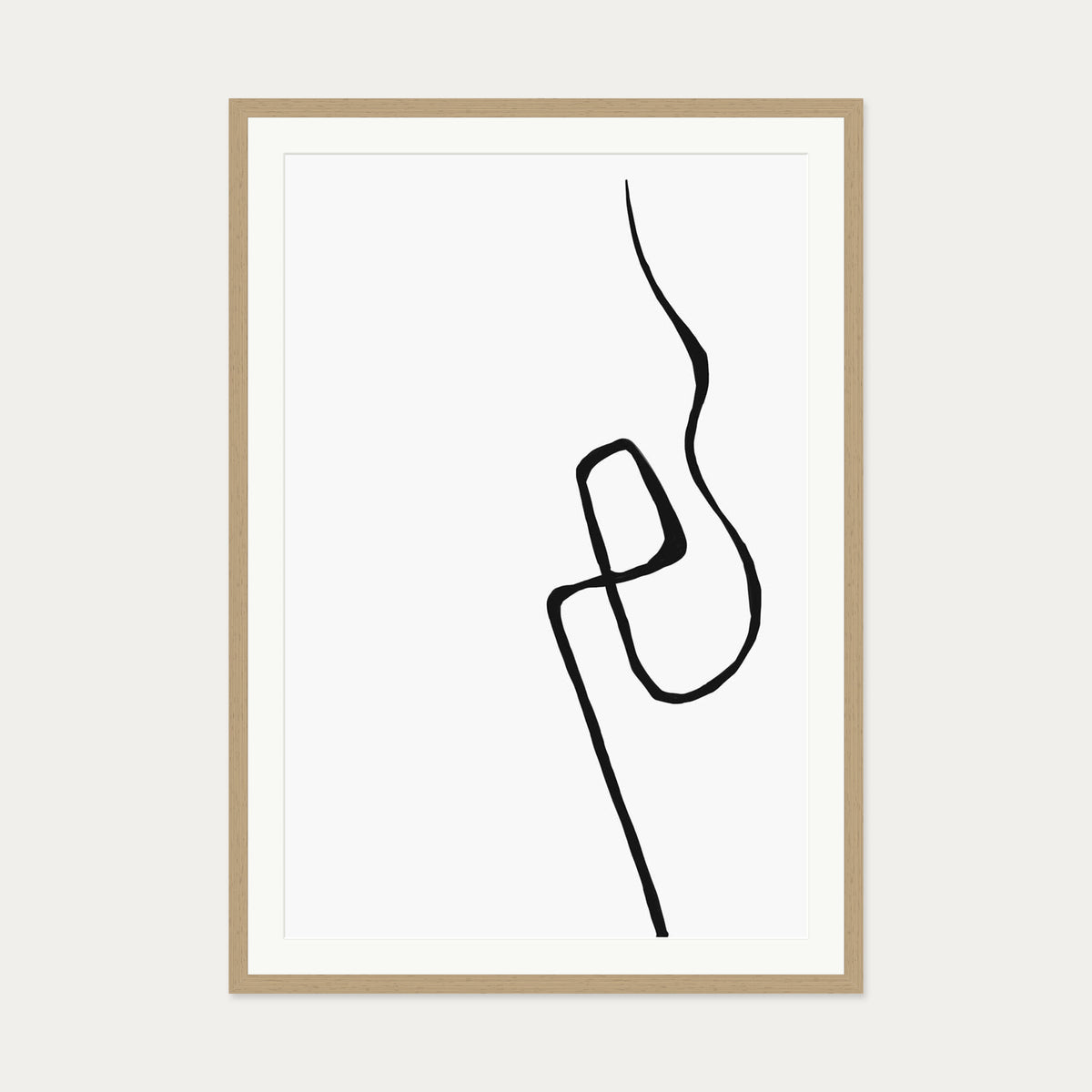 Modern Line Drawing 2 Art Print — 70 x 100 cm — Oak Frame