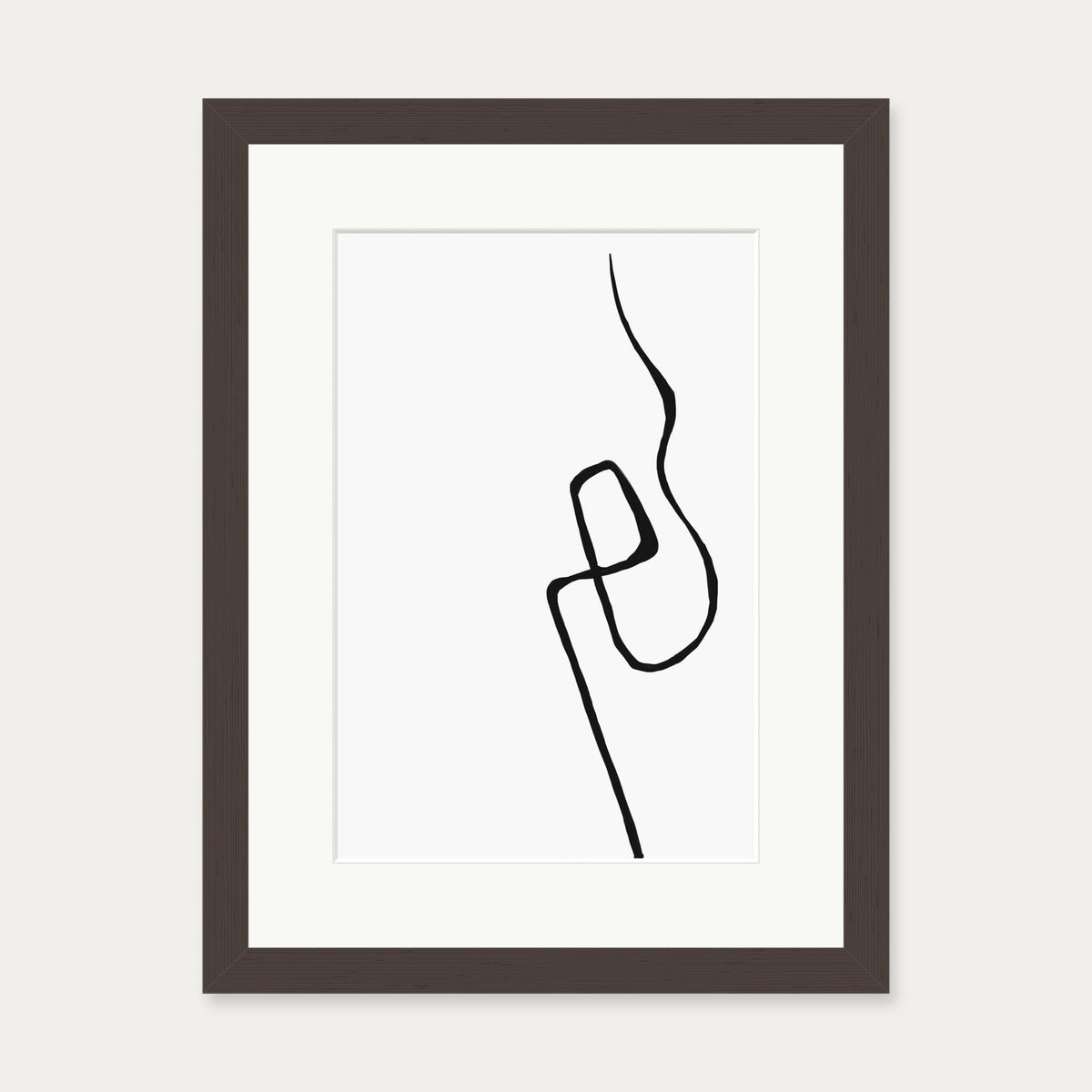 Modern Line Drawing 2 Art Print — 30 x 40 cm — Brown Frame