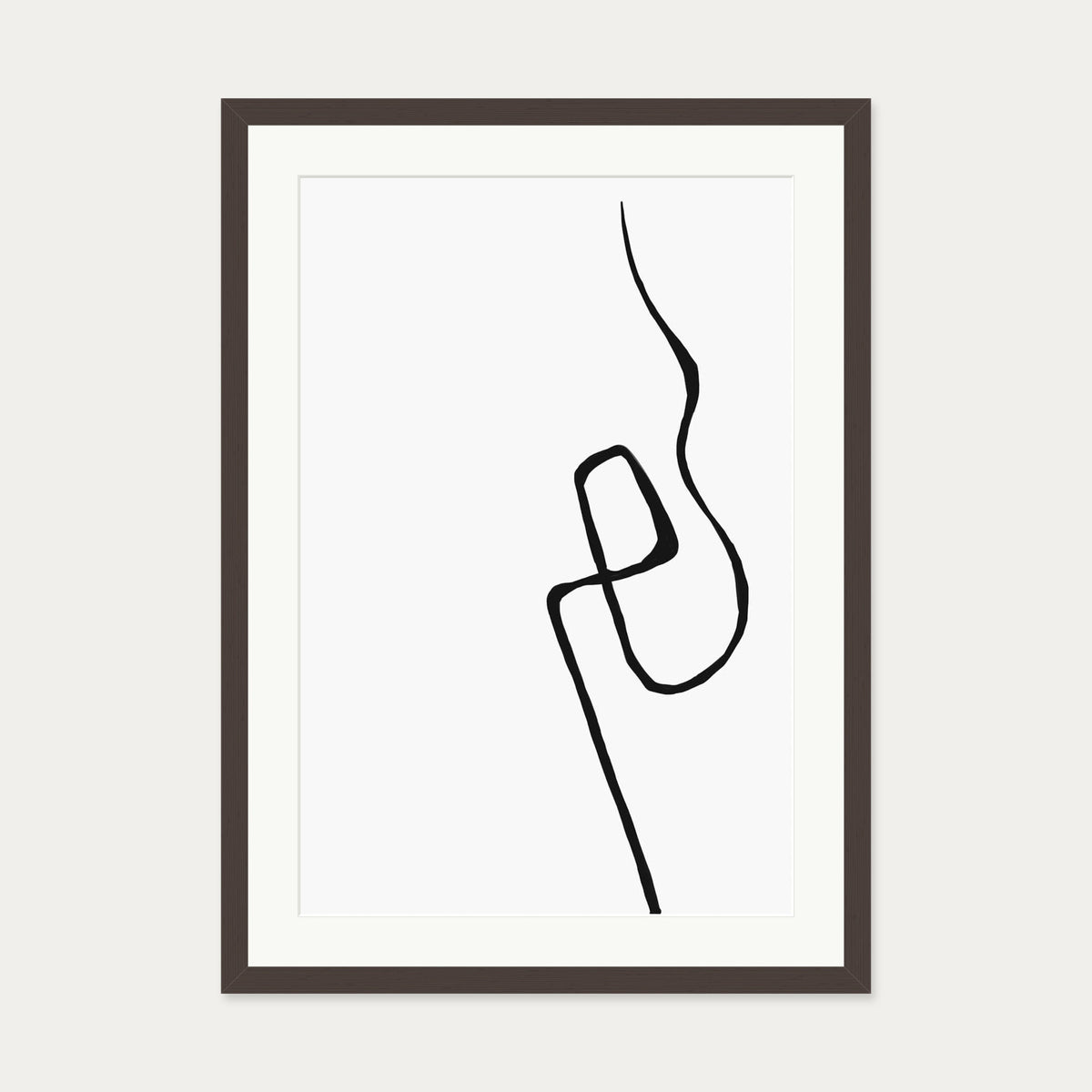 Modern Line Drawing 2 Art Print — 50 x 70 cm — Brown Frame