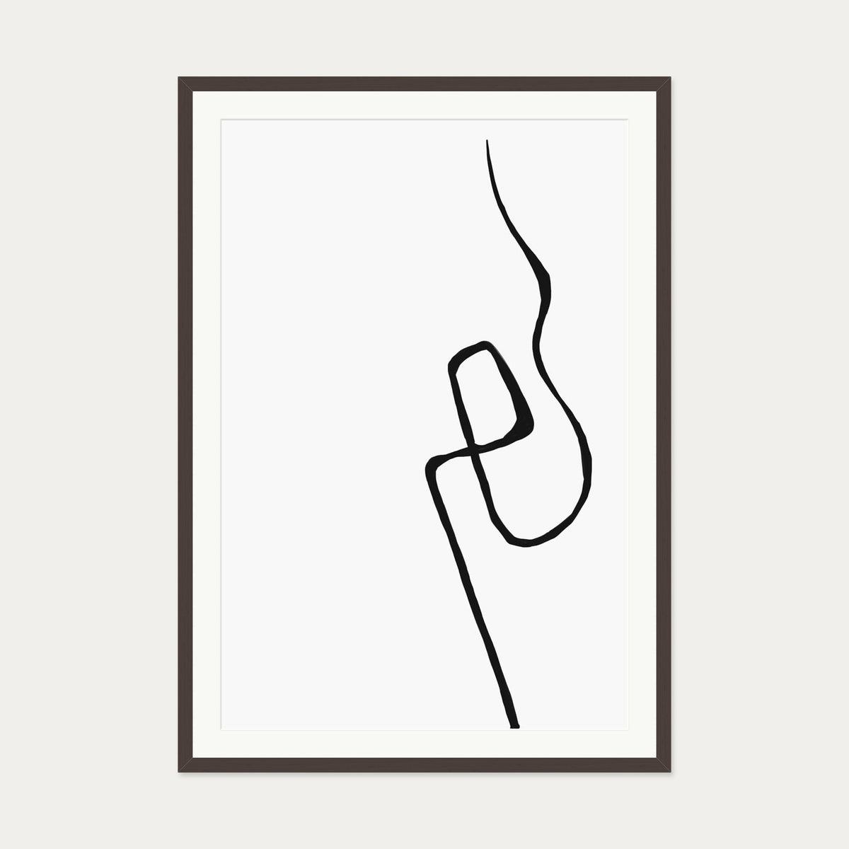 Modern Line Drawing 2 Art Print — 70 x 100 cm — Brown Frame