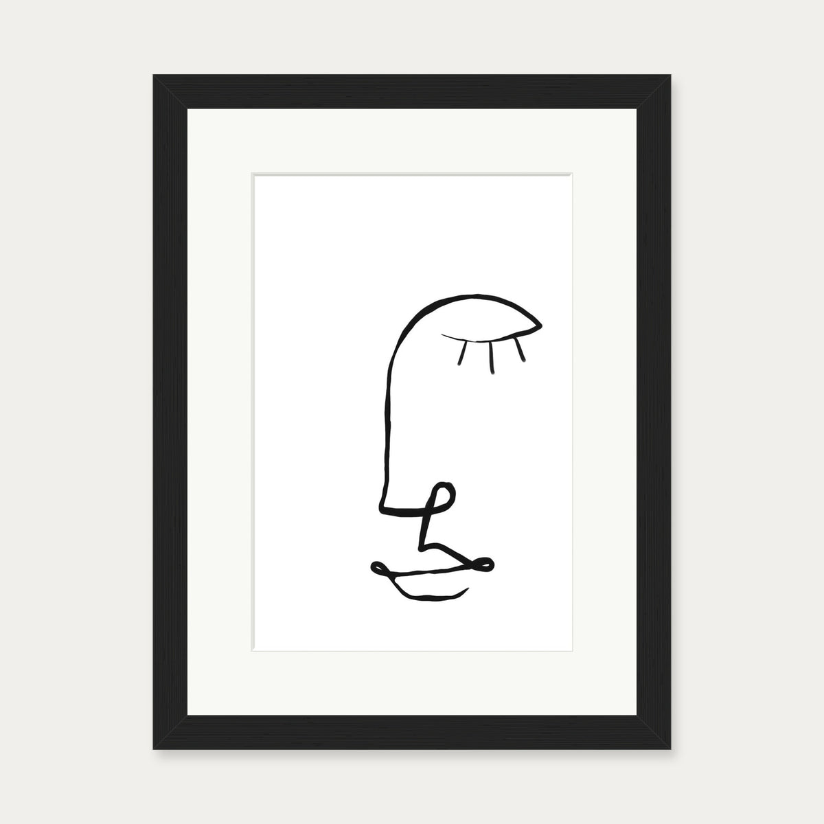 Face Line Drawing Art Print — 30 x 40 cm — Black Frame