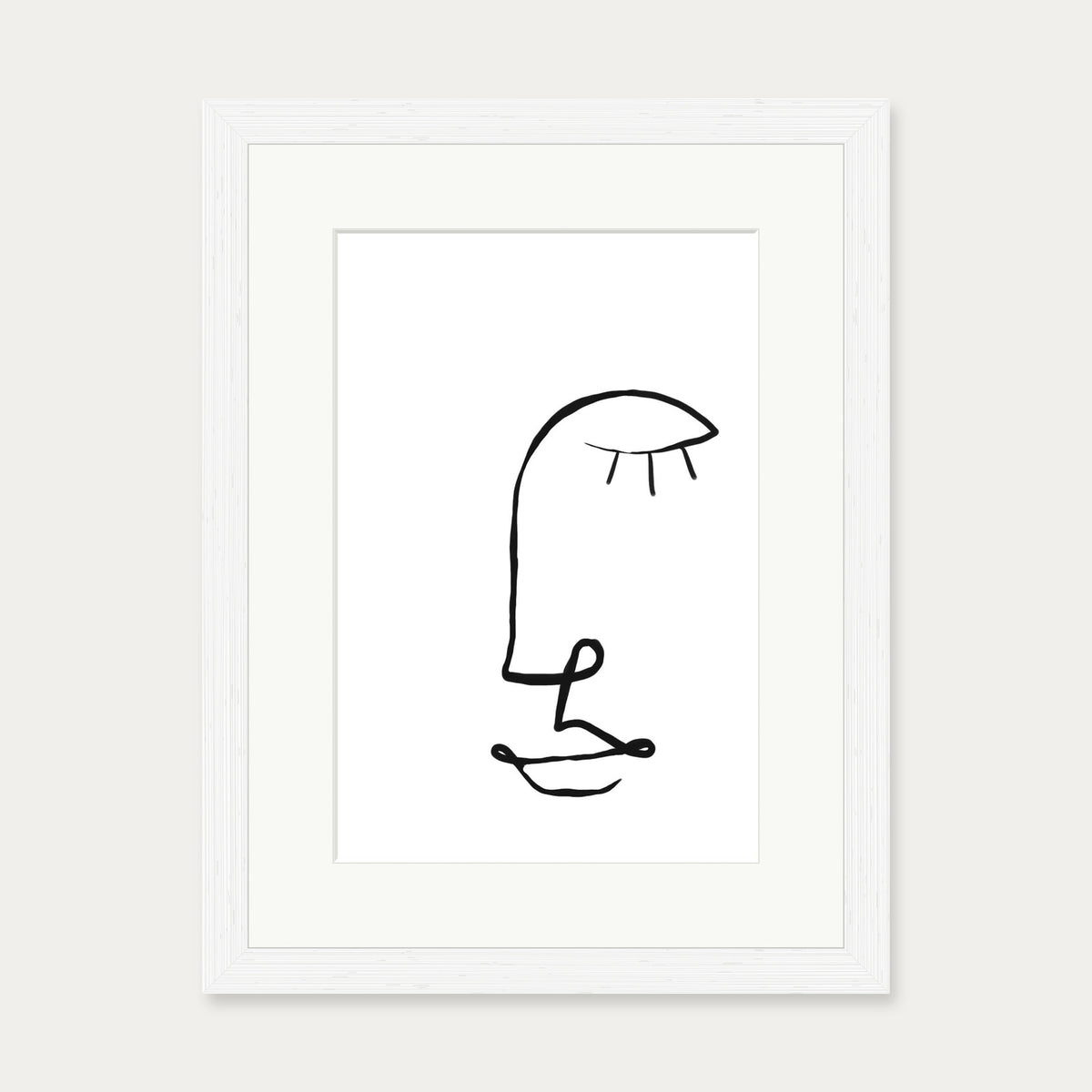 Face Line Drawing Art Print — 30 x 40 cm — White Frame