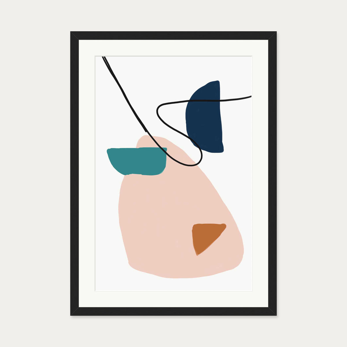 Abstract Shapes And Colours Art Print — 50 x 70 cm — Black Frame