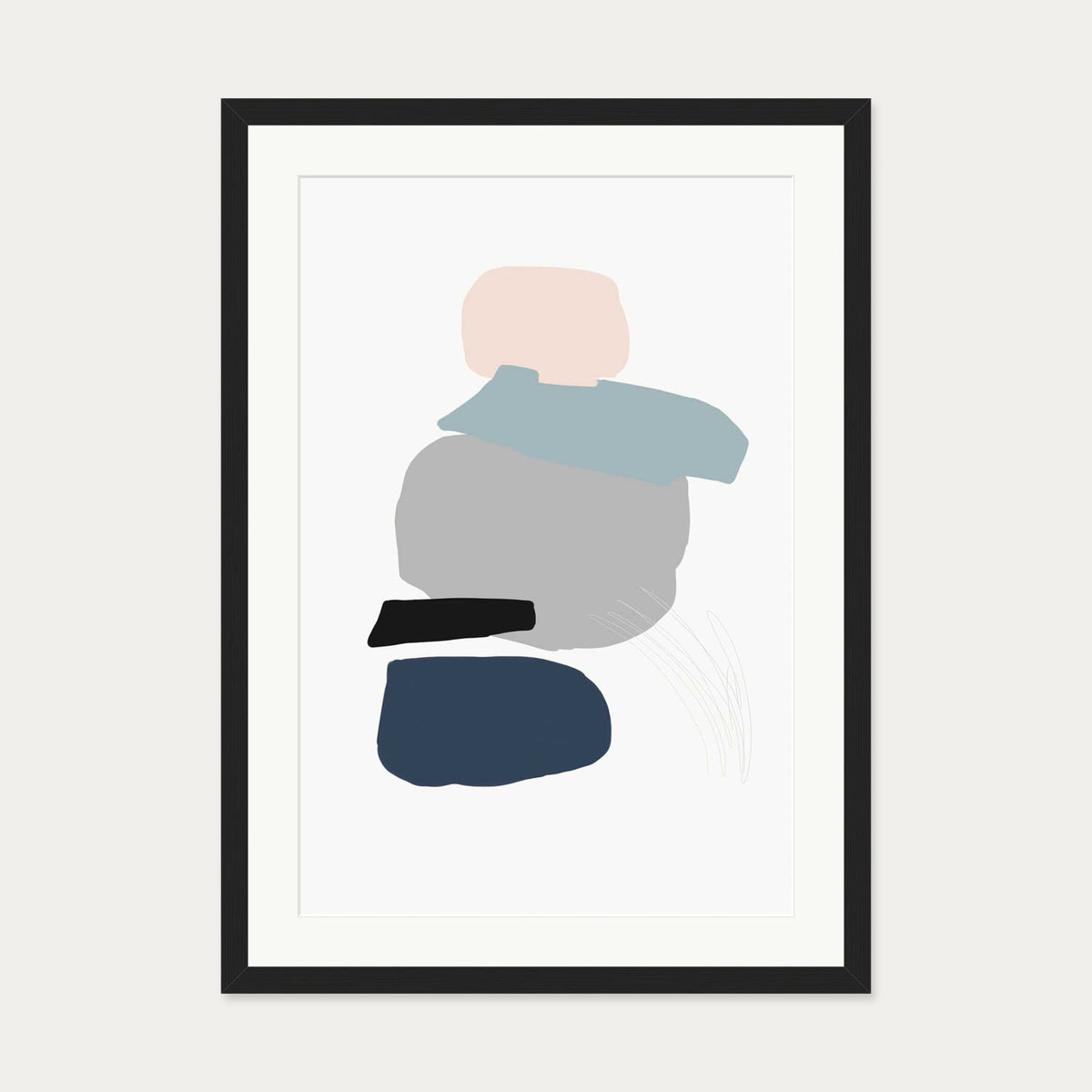 Minimal Abstract Shapes 4 Art Print — 50 x 70 cm — Black Frame