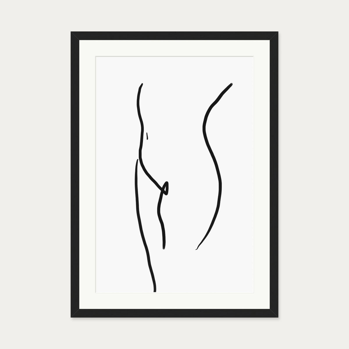 Body Line Drawing Art Print — 50 x 70 cm — Black Frame