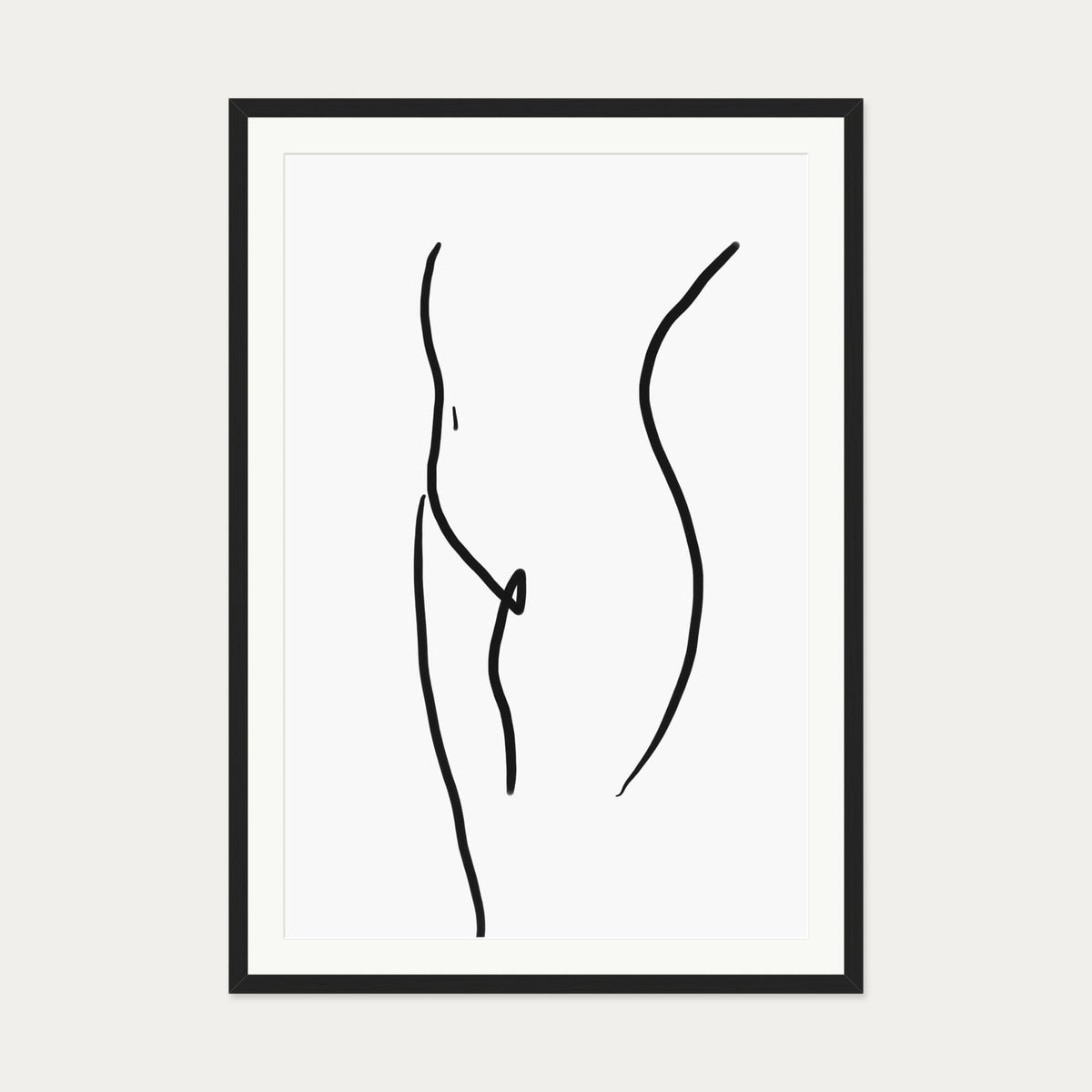 Body Line Drawing Art Print — 70 x 100 cm — Black Frame