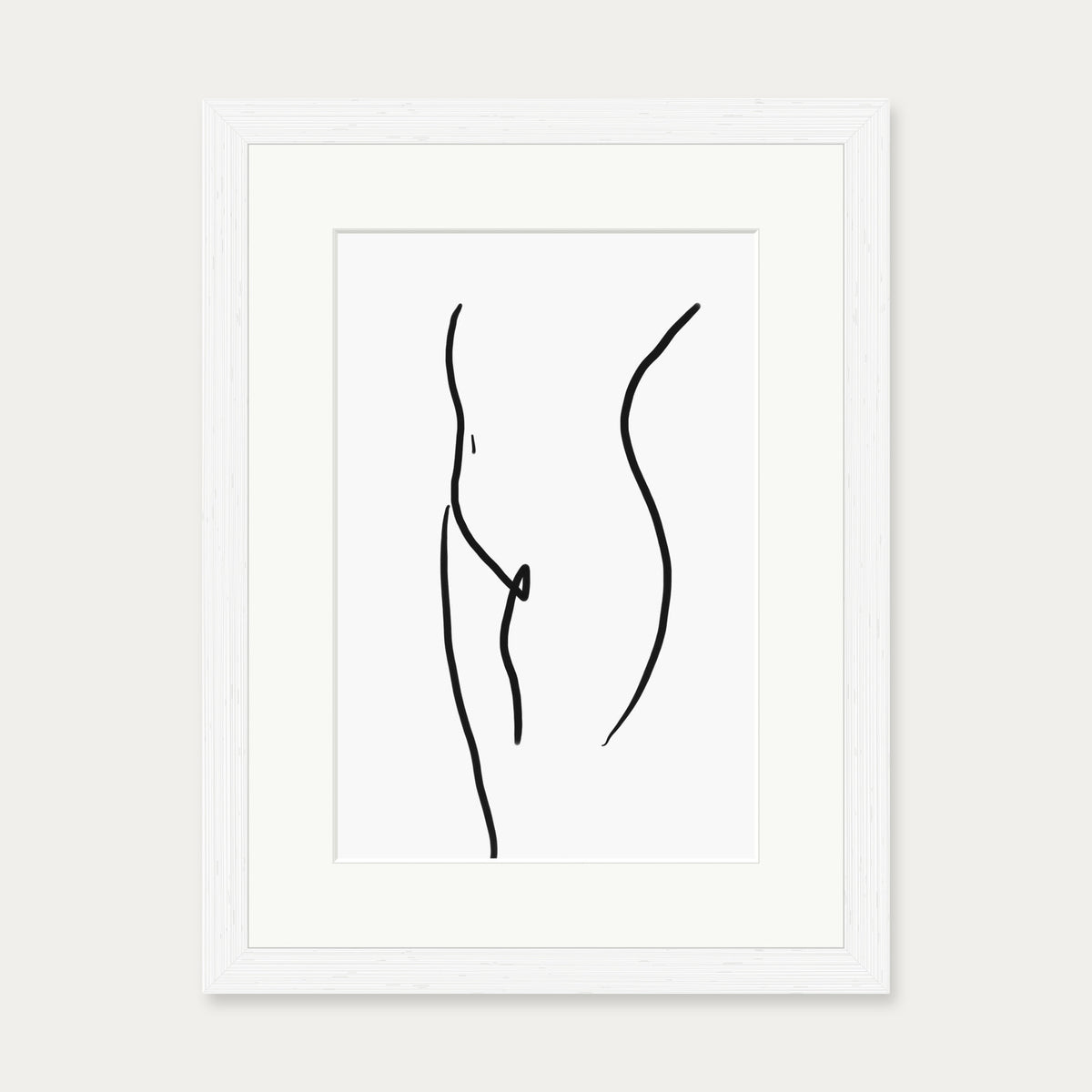 Body Line Drawing Art Print — 30 x 40 cm — White Frame
