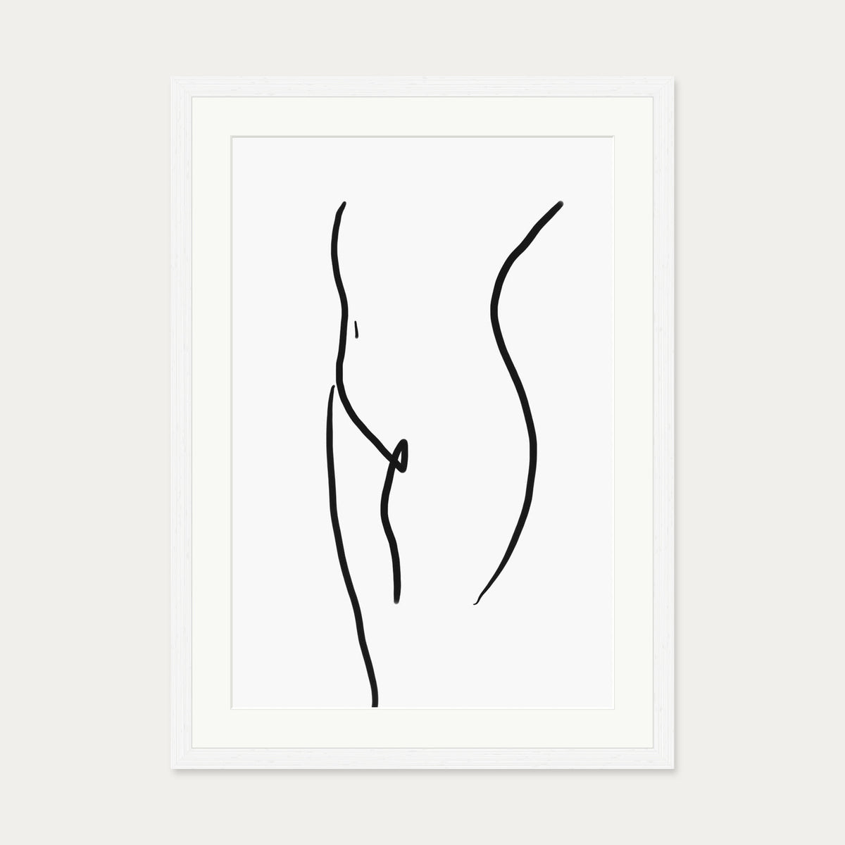 Body Line Drawing Art Print — 50 x 70 cm — White Frame