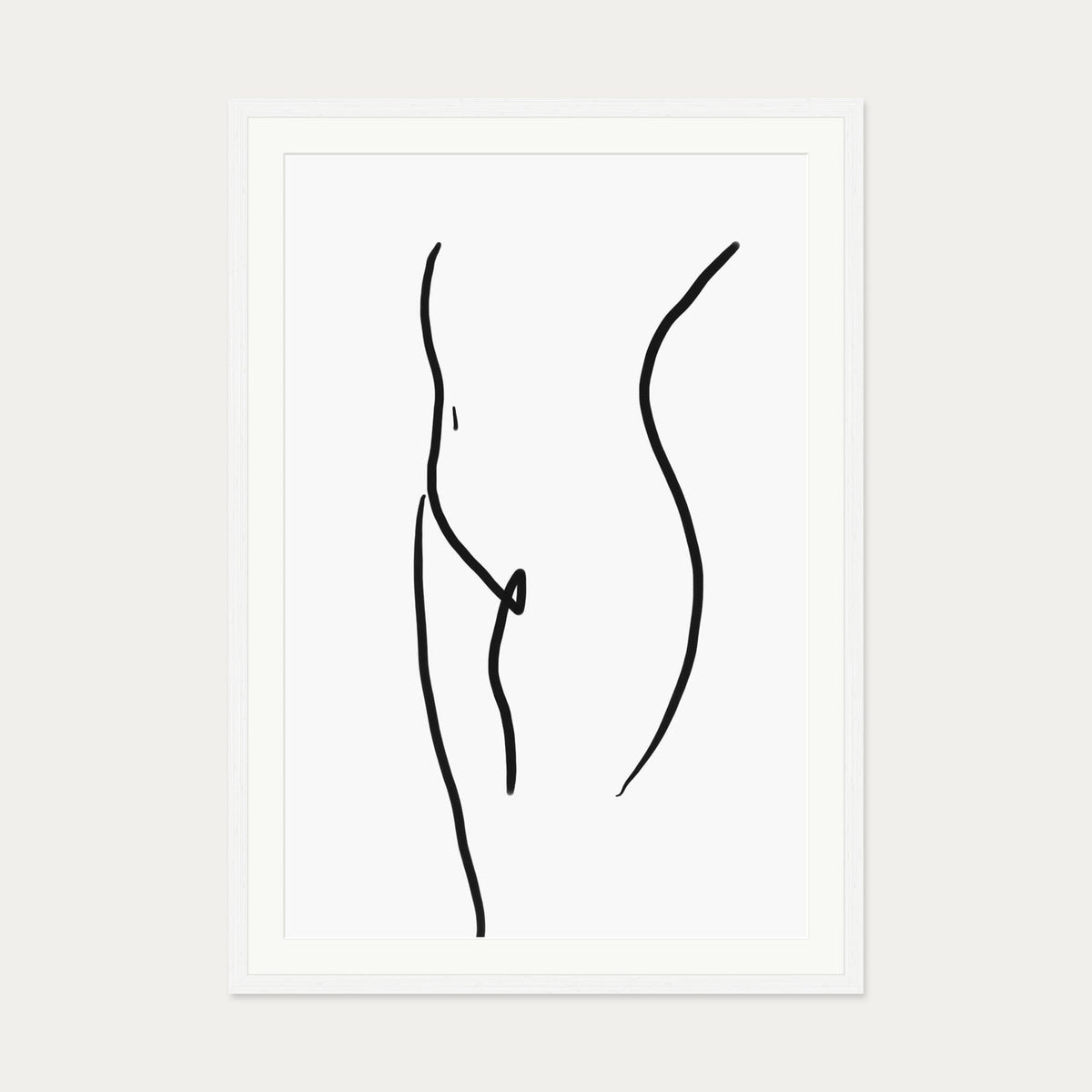 Body Line Drawing Art Print — 70 x 100 cm — White Frame