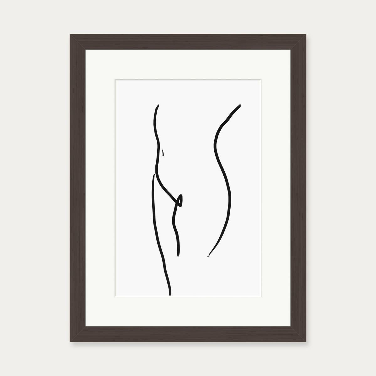 Body Line Drawing Art Print — 30 x 40 cm — Brown Frame
