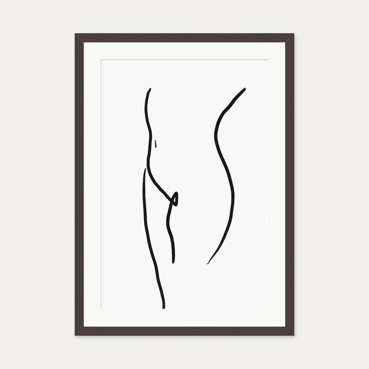 Body Line Drawing Art Print — 50 x 70 cm — Brown Frame