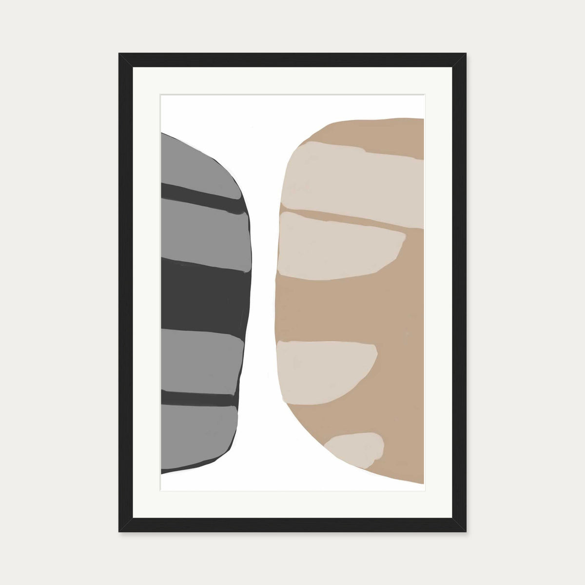 Beige Abstract Shapes 2 Art Print — 50 x 70 cm — Black Frame