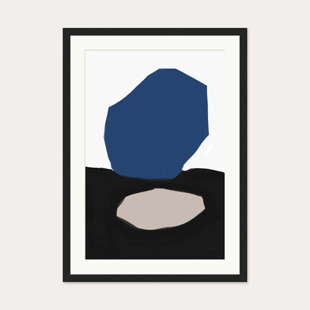 Blue Black Abstract Design Art Print — 50 x 70 cm — Black Frame