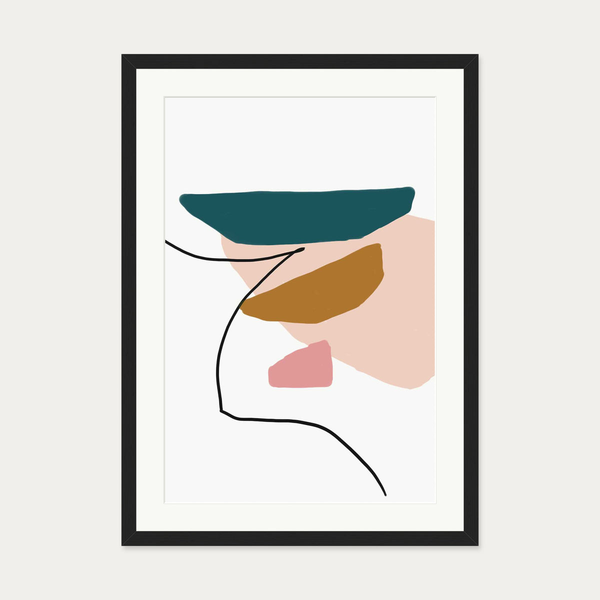 Modern Abstract Illustration Art Print — 50 x 70 cm — Black Frame