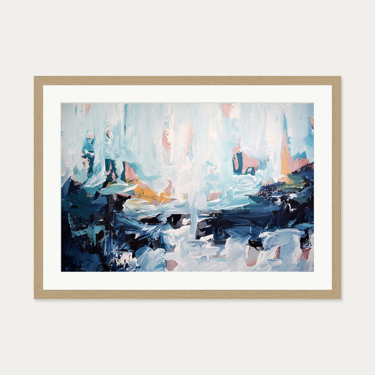 Abstract 443 Art Print — 50 x 70 cm — Oak Frame