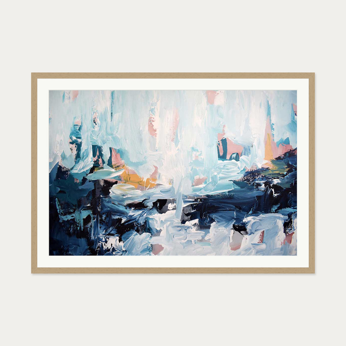 Abstract 443 Art Print — 70 x 100 cm — Oak Frame