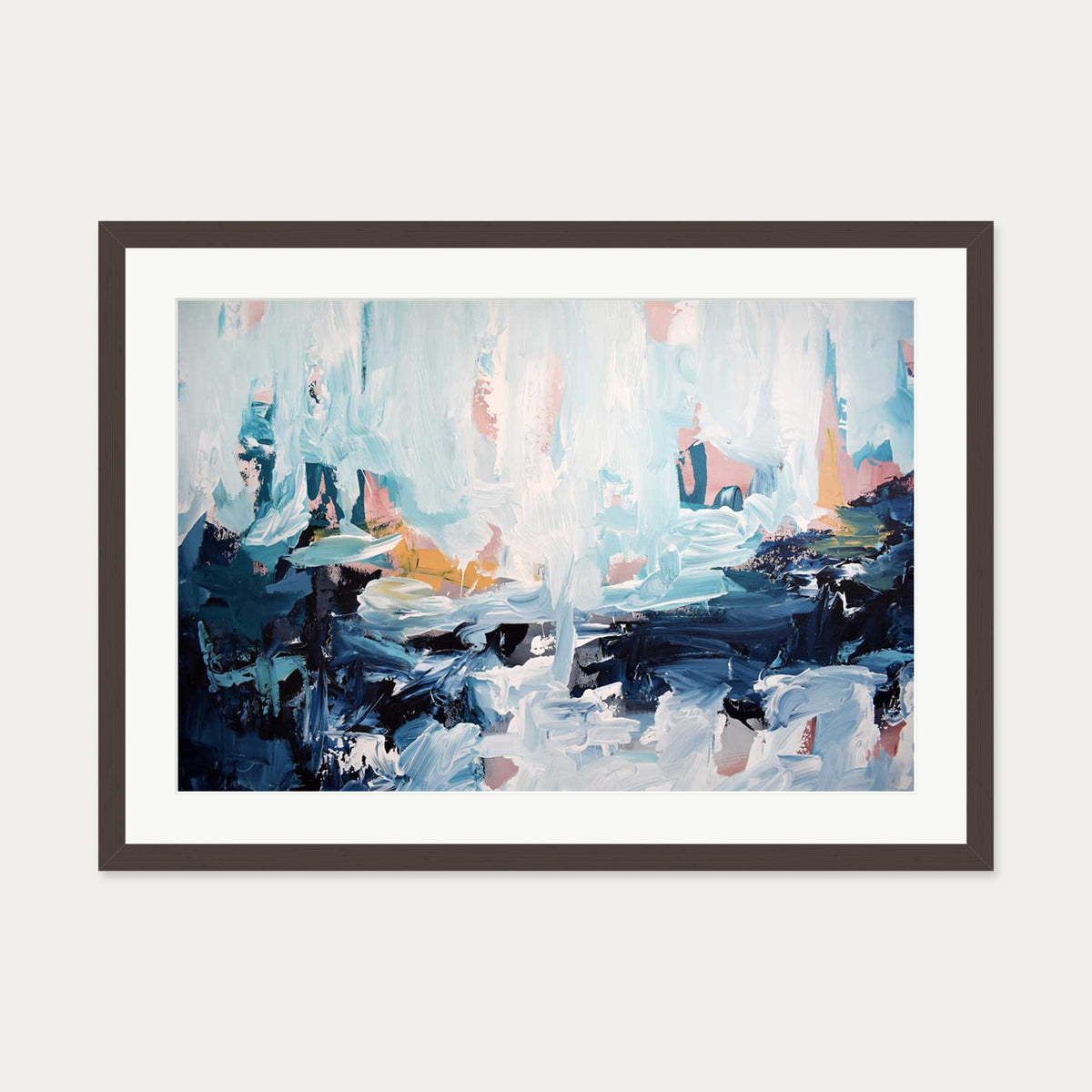 Abstract 443 Art Print — 50 x 70 cm — Brown Frame