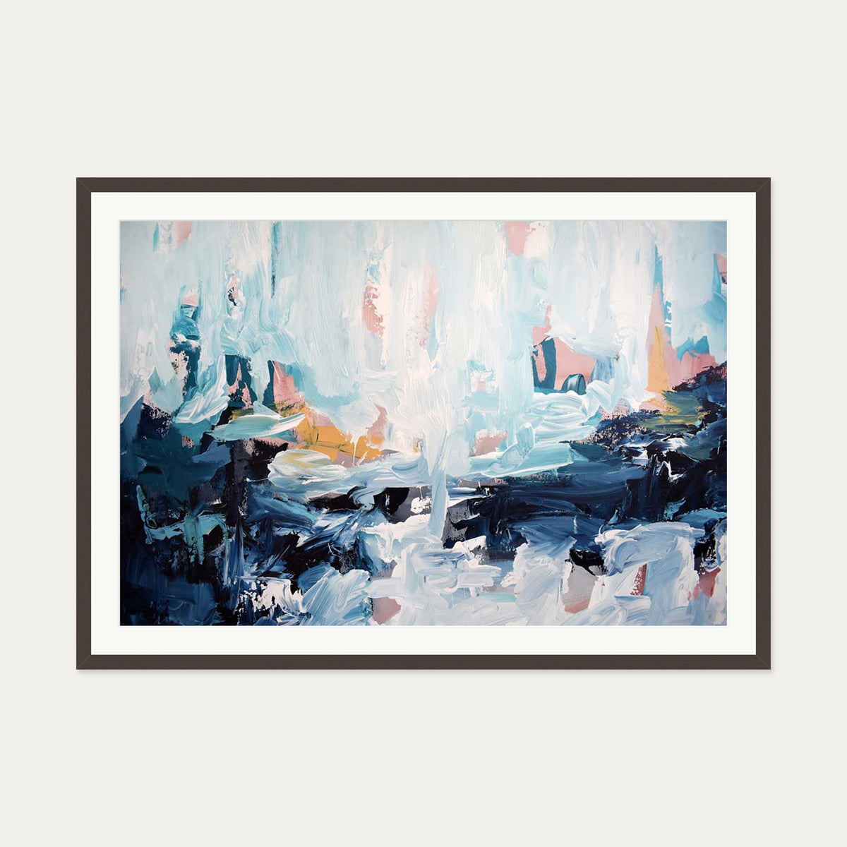 Abstract 443 Art Print — 70 x 100 cm — Brown Frame