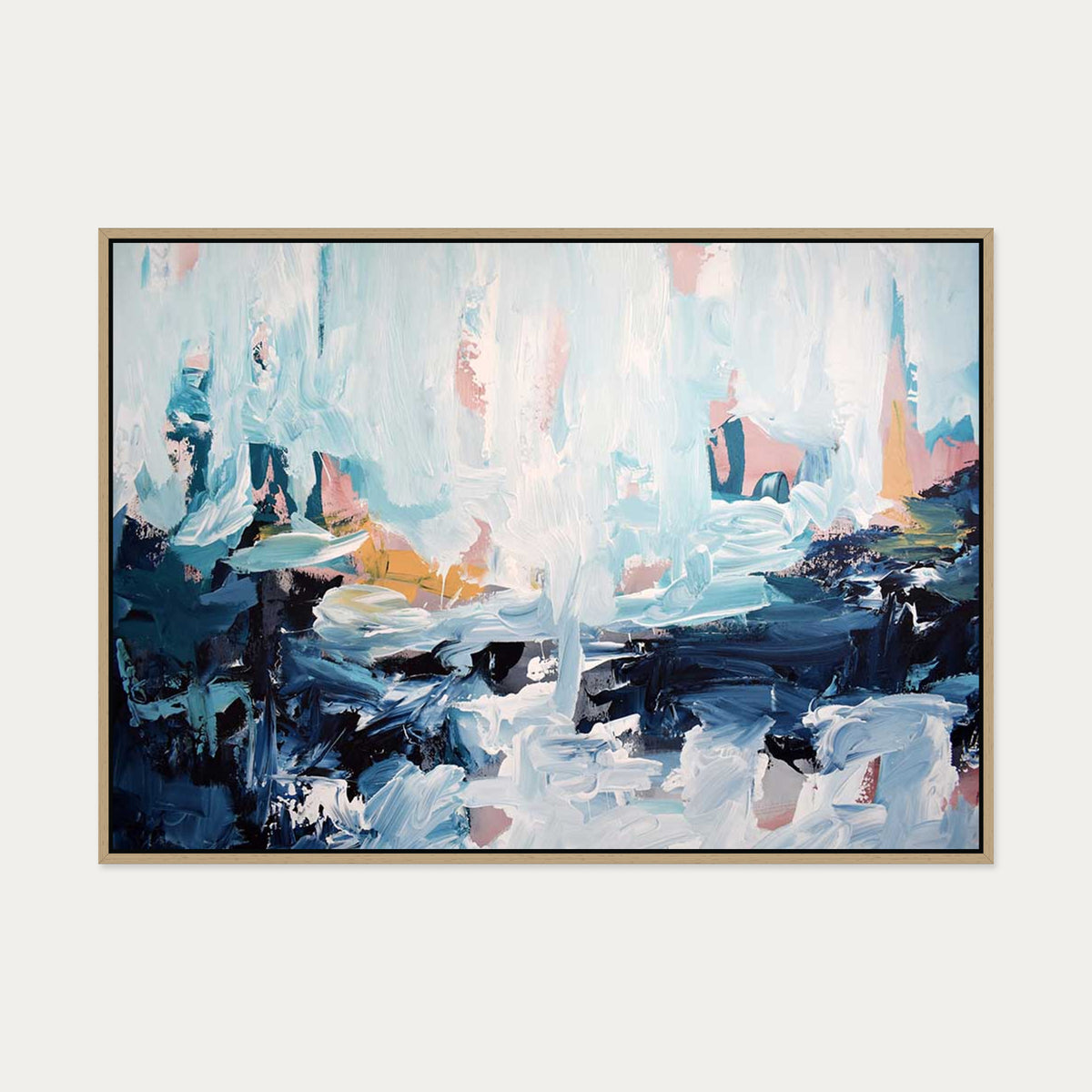 Abstract 443 Canvas Art — 70 x 100 cm — Oak Frame
