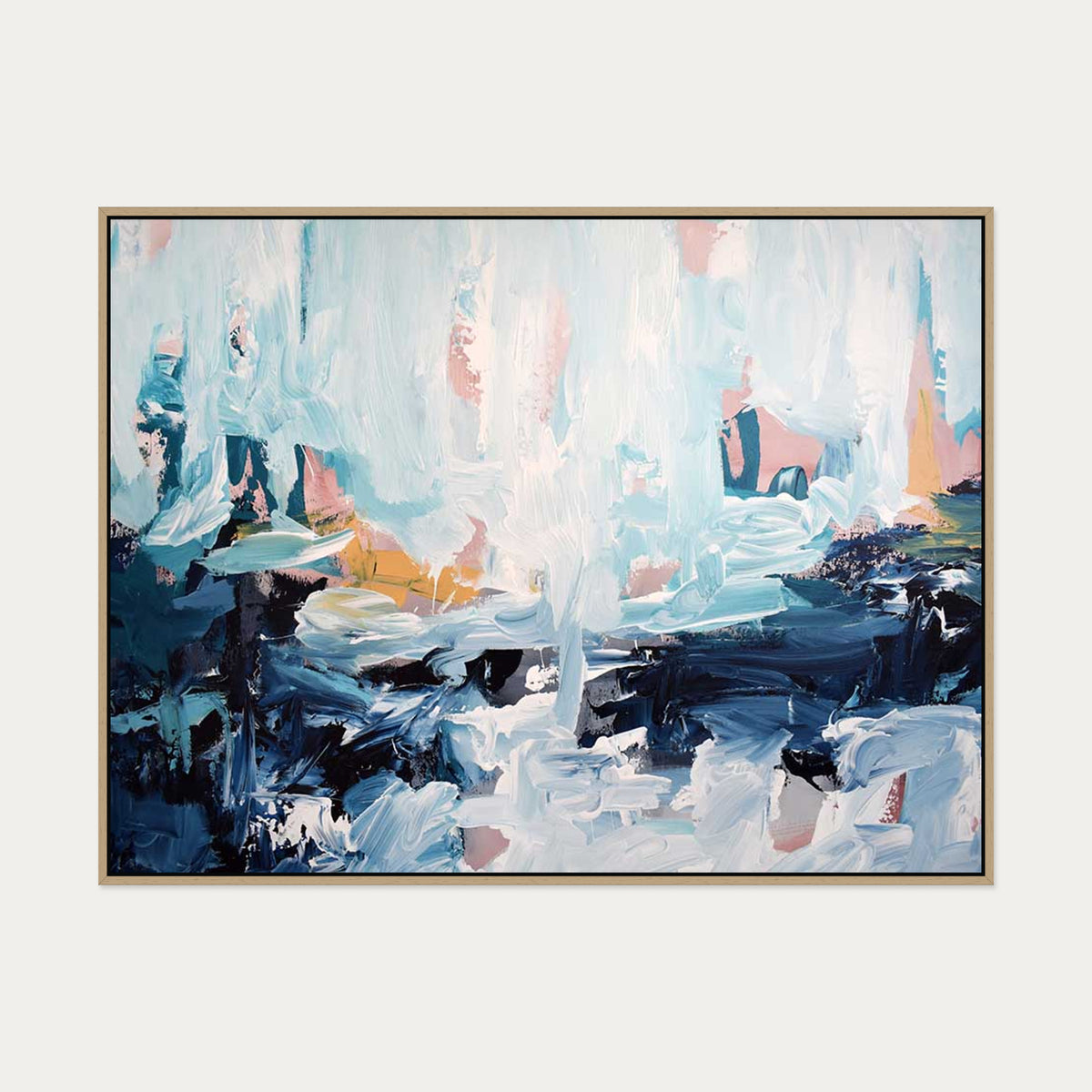 Abstract 443 Canvas Art — 90 x 120 cm — Oak Frame