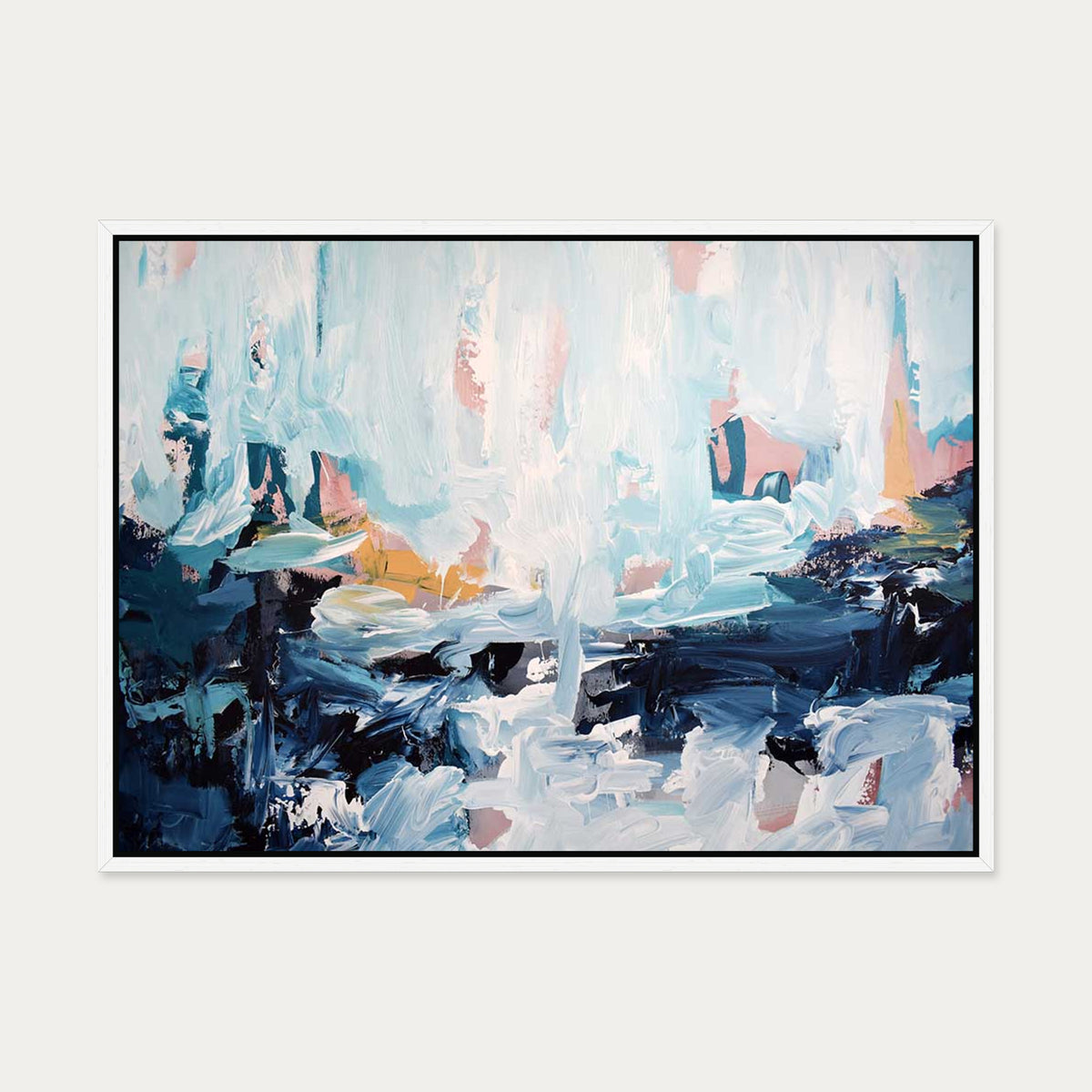 Abstract 443 Canvas Art — 50 x 70 cm — White Frame