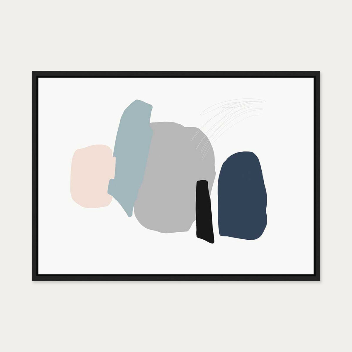 Minimal Pastel Colours Canvas Art — 50 x 70 cm — Black Frame