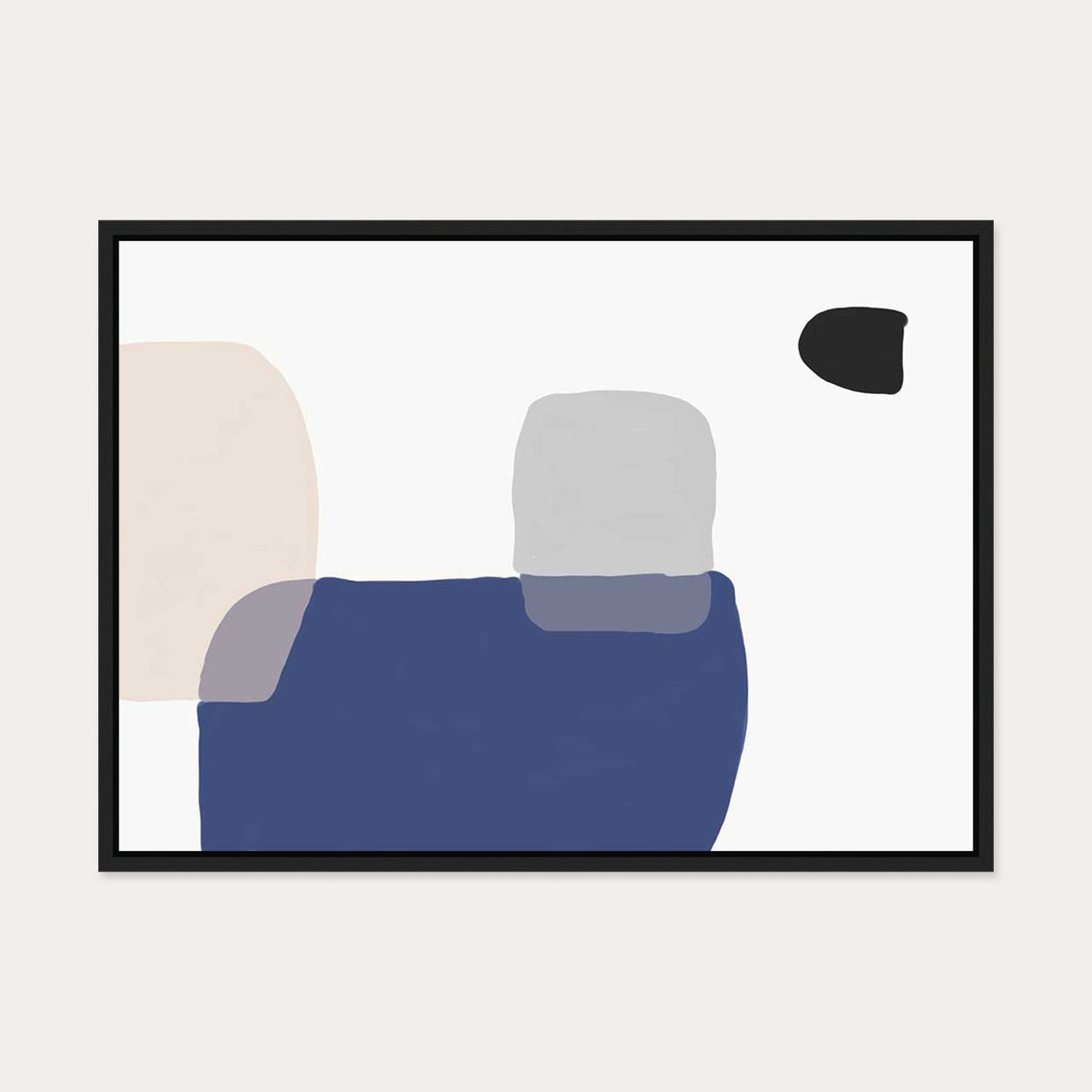 Modern Blue shapes Canvas Art — 50 x 70 cm — Black Frame