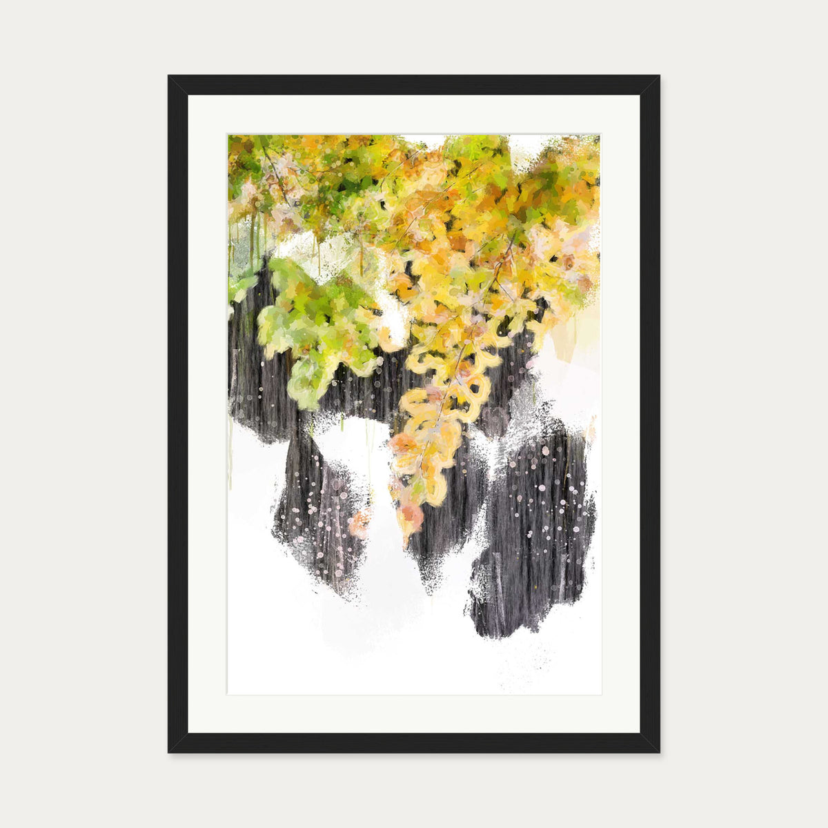 Japanese Botanical Art Print — 50 x 70 cm — Black Frame