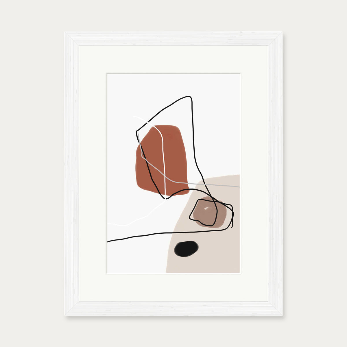 Burnt Orange Shapes Art Print — 30 x 40 cm — White Frame
