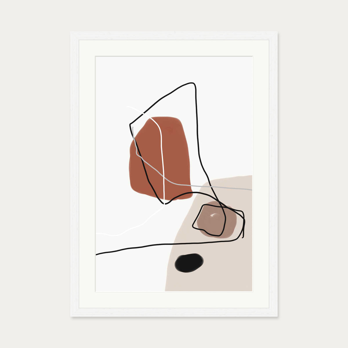 Burnt Orange Shapes Art Print — 50 x 70 cm — White Frame