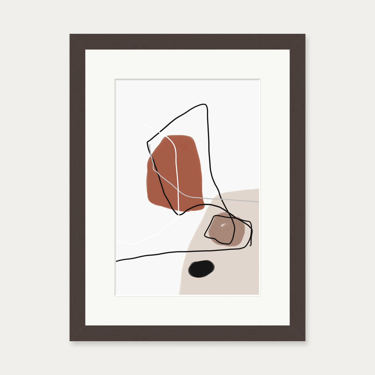 Burnt Orange Shapes Art Print — 30 x 40 cm — Brown Frame