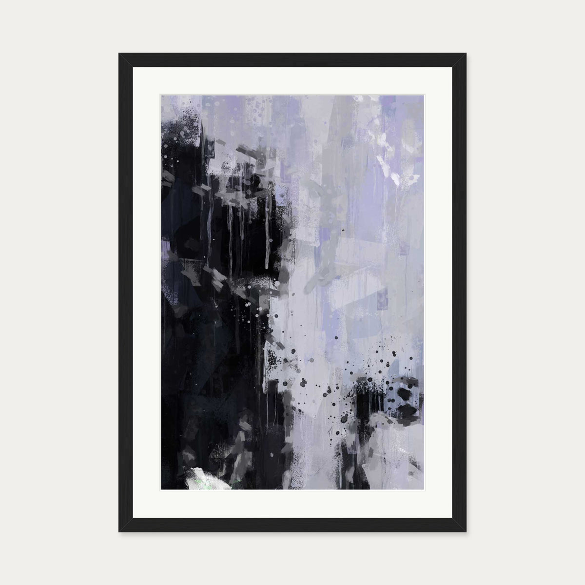 Black Abstract Shape Art Print — 50 x 70 cm — Black Frame
