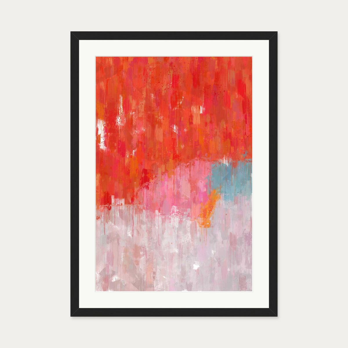 Red Abstract Texture Art Print — 50 x 70 cm — Black Frame