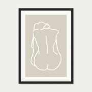 Nude Back Hand-Drawn Art Print — 50 x 70 cm — Black Frame