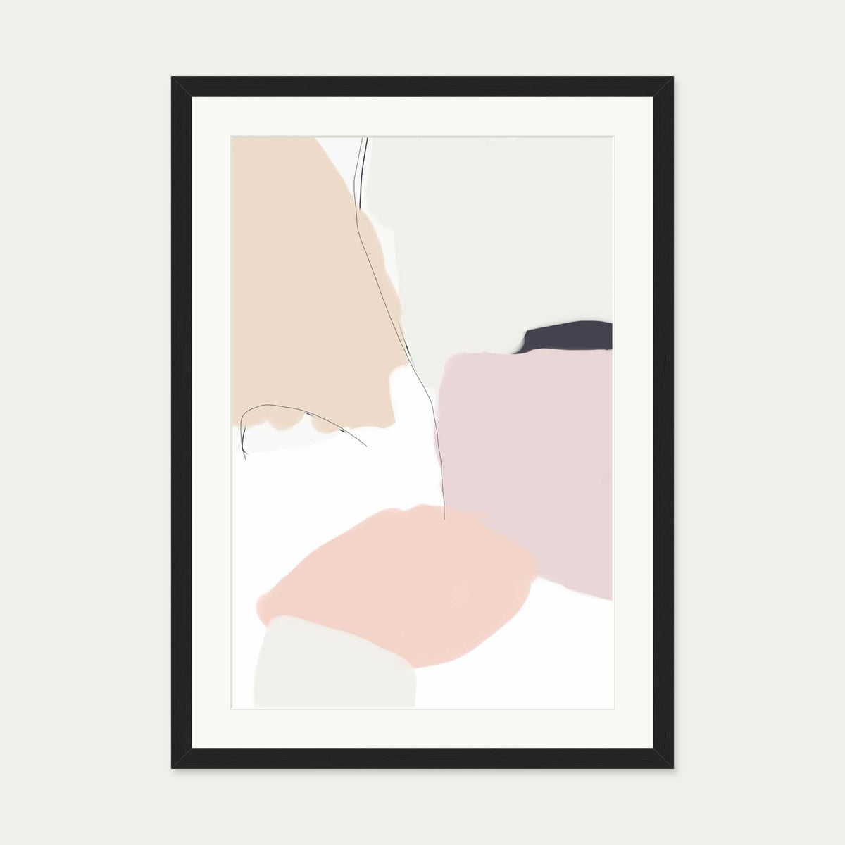 Bright Abstract Shapes Art Print — 50 x 70 cm — Black Frame