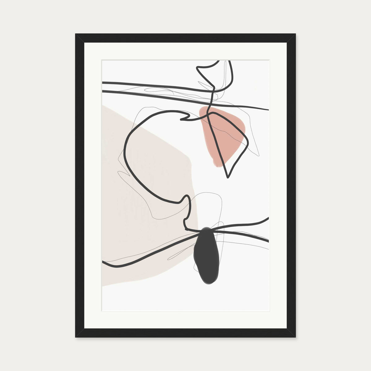 Contemporary Drawing Art Print — 50 x 70 cm — Black Frame