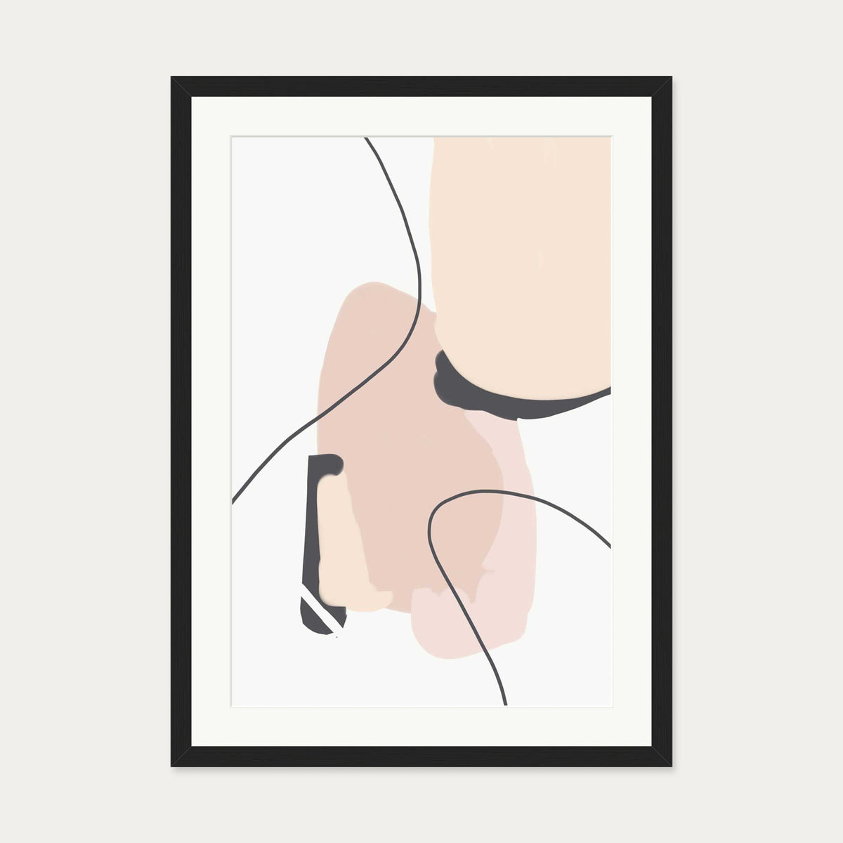 Beige Contemporary Art Print — 50 x 70 cm — Black Frame