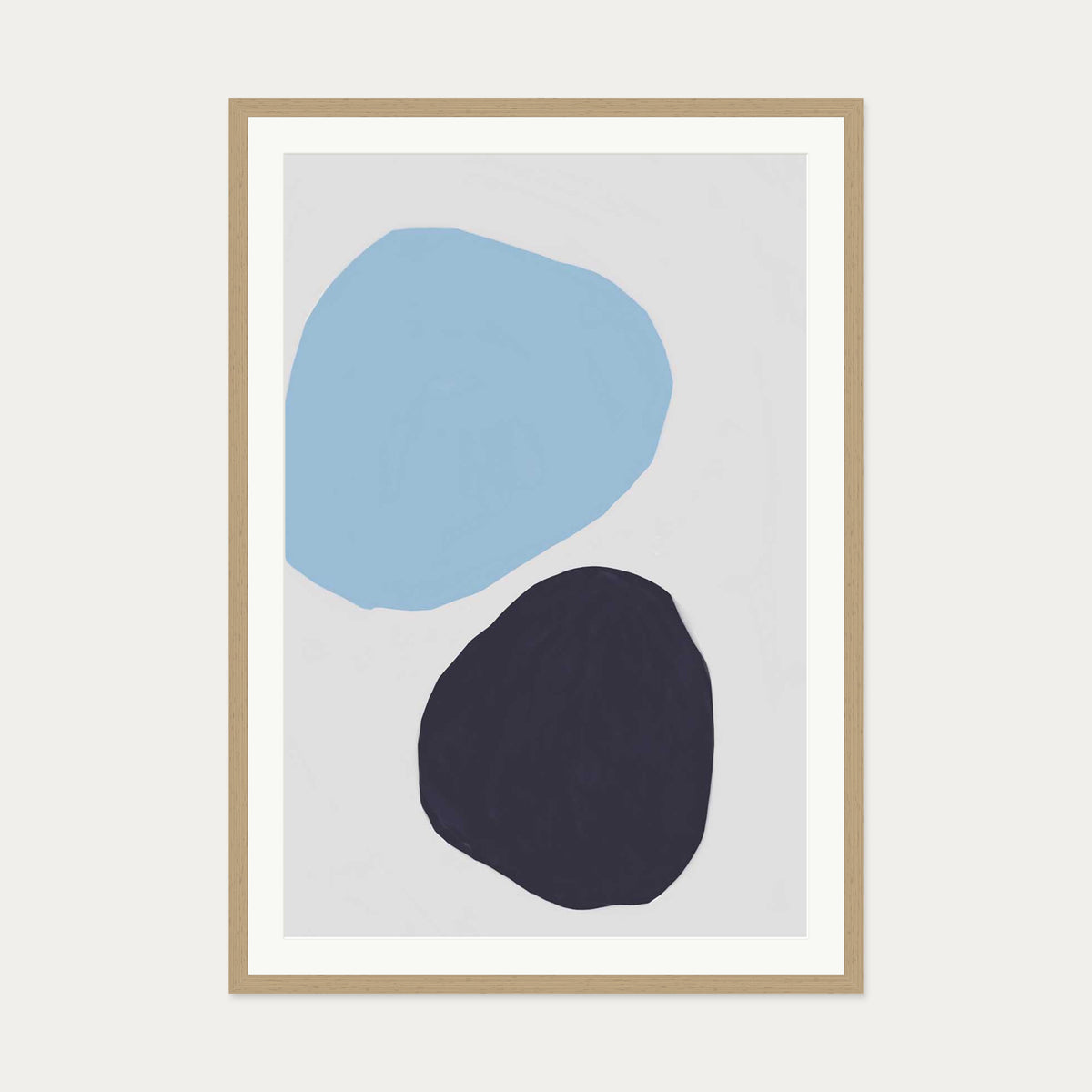 Abstract Stone Shapes Art Print — 70 x 100 cm — Oak Frame