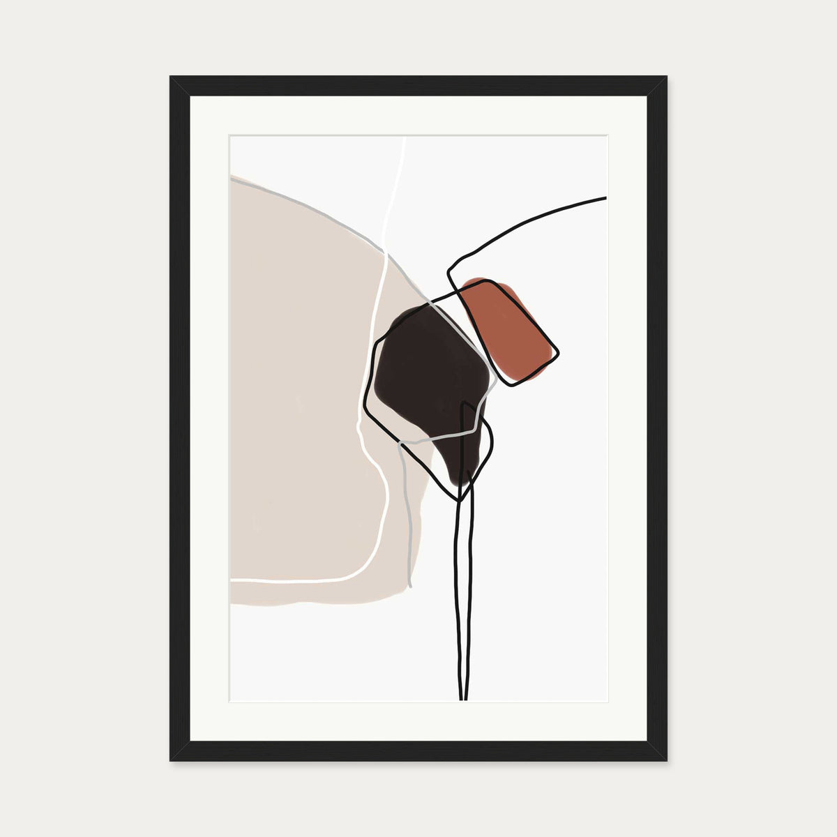 Beige & Cream Art Print — 50 x 70 cm — Black Frame